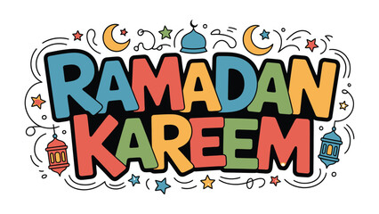 Ramadan Kareem Illustration: Colorful illustration celebrating the holy month of Ramadan. Featuring festive design elements with intricate details.