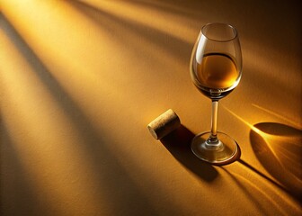 Elegant Wine Glass Silhouette with Cork - Aerial View Stock Photo