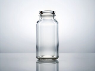 Empty Glass Medical Bottle, Open, Close-up, White Background, Pharmacy, Healthcare
