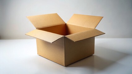 Empty Open Cardboard Box on White Background - Ready for Packaging and Shipping