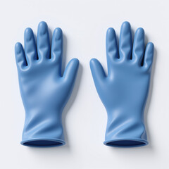 Obraz premium Realistic illustration of blue latex gloves on white background, symbolizing protection, hygiene, and medical or industrial use, conveying a sense of safety.