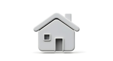 Gray 3D rendered house icon isolated with real transparent background for branding
