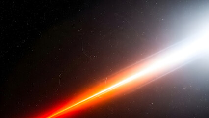 Cinematic Lens Flare Abstract, Vintage Film Light Leak, Celestial Light Burst Texture, Grainy Space Light Effect, Diagonal Light Flare Background