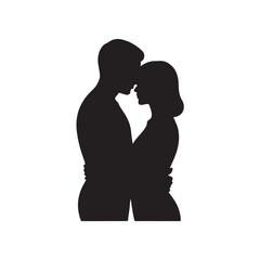Couple silhouette black color design, solid white background (2).eps