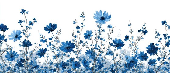 Vibrant blue flowers on white background for elegant designs