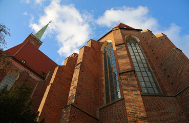 Back view at The Collegiate Church of the Holy Cross - Wroclaw, Poland