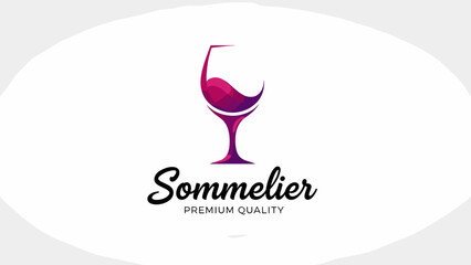 Sommelier Wine Logo with Elegant Glass Icon and Premium Branding