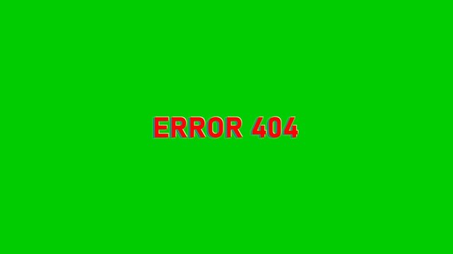 Red ERROR 404 text displayed prominently on a vibrant green background screen, signifying a common web page not found message