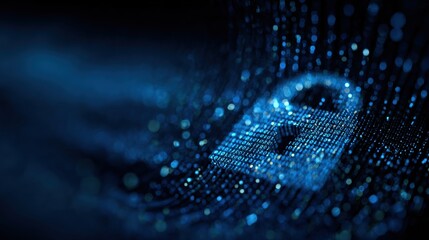 Cybersecurity Fortress: An illuminated digital lock glows within a complex network, symbolizing the protection of sensitive data in the digital age. This abstract image evokes a sense of security.
