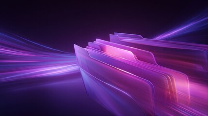 Digital Data Cascade: An abstract digital art piece showcases streams of vibrant data cascading over abstract folder files, symbolizing the dynamic flow of information and technological innovation.