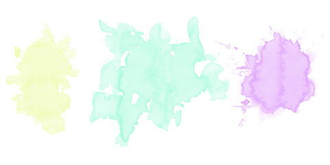 Vibrant abstract watercolor ink splashes green teal purple Fluid art blotches expressive artistic textures on black