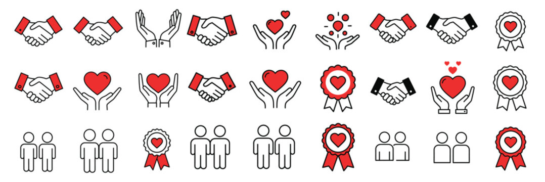 Business Partnership Trust and Appreciation Ribbon Icon Set