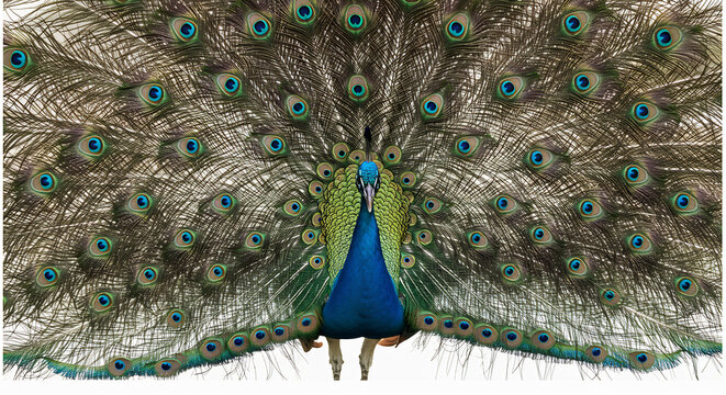 Paon magnifique exhibe son �ventail de plumes �blouissant une splendeur naturelle aux couleurs �clatantes et reflets vifs. AI Generated