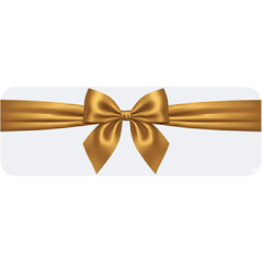 Fototapeta premium Elegant gold satin ribbon bow isolated on banner