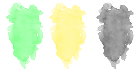 Vibrant abstract green golden yellow watercolor ink blotches on black background organic fluid paint texture modern