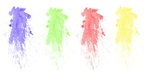 Colorful vibrant dynamic abstract paint ink splatters blue green red yellow splashes on deep black modern digital art