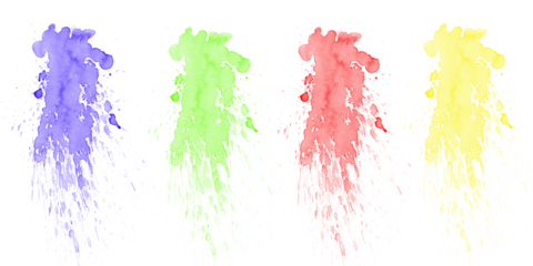 Colorful vibrant dynamic abstract paint ink splatters blue green red yellow splashes on deep black modern digital art