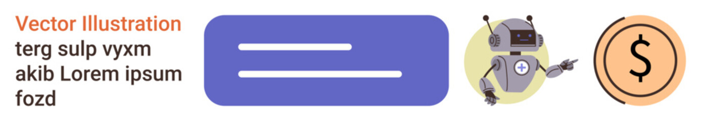 Fototapeta premium Artificial intelligence, automation, finance, digital economy, innovation, business tools. A robot, text space and dollar icon automation and finance. Artificial intelligence and finance concept