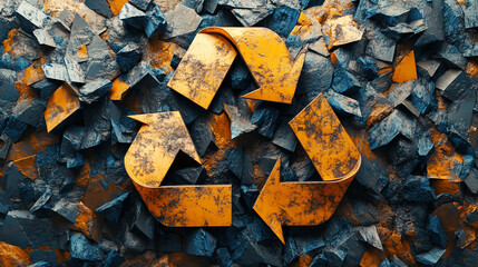 Recycling icon with natural shadow representing sustainable industry, waste data management, and cyber technology, shown in a seamless, modern, abstract concept style.