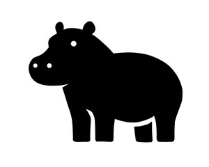 cute hippo black silhouette, vector illustration
