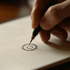 Artistic creation hand drawing circular patterns home studio photography interior close-up creativity unleashed