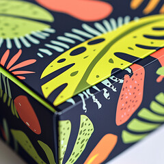 Vibrant packaging design modern studio graphic art creative workspace close-up view eco-friendly concept for sustainable branding