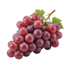 Fototapeta premium Bunch Of Fresh Red Grapes With Green Leaf Isolated