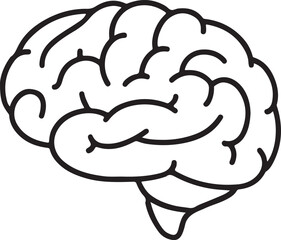 Simple line art illustration of a human brain representing intelligence and cognition perfect for medical or educational concepts