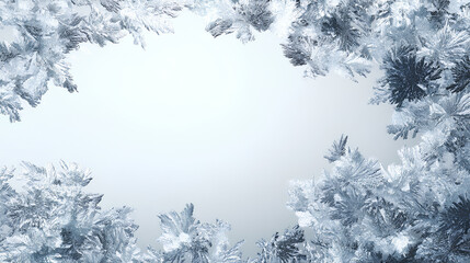 Obraz premium Beautiful ice frost patterns arranged as frame with white background