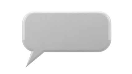 Gray speech bubble PNG isolated on transparent background, 3D rendering message balloon for communication and social media use