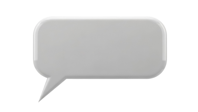 Gray speech bubble PNG isolated on transparent background, 3D rendering message balloon for communication and social media use - Powered by Adobe