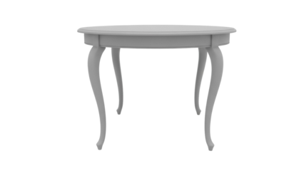 Elegant gray round table PNG isolated on transparent background, classic furniture for interior design and home decor projects