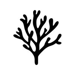 Obraz premium Stylized Silhouette of Marine Coral or Seaweed Against a White Background