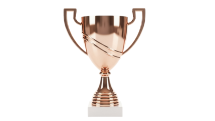 Shiny bronze trophy cup isolated PNG, award prize for winner in competition or championship on transparent background