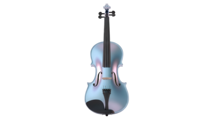 Iridescent blue violin isolated PNG on transparent background, stringed musical instrument for orchestra and classical music performance