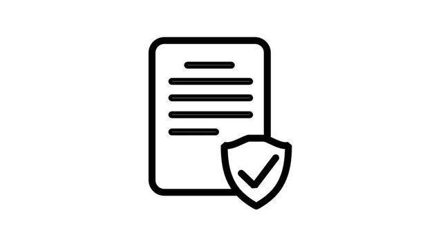 Animated document and shield icons. Motion animated icons are suitable for web, business, industry, and entertainment.