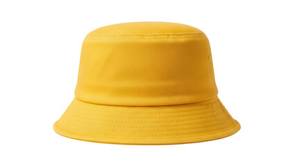 Fototapeta premium Yellow bucket hat isolated PNG on transparent background, stylish sun hat for summer fashion and outdoor activities