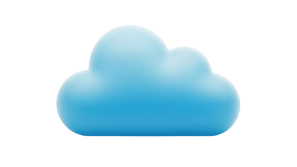 Light blue cloud shape isolated PNG, soft pastel color cloud icon on transparent background, weather forecast symbol for graphic design and web use