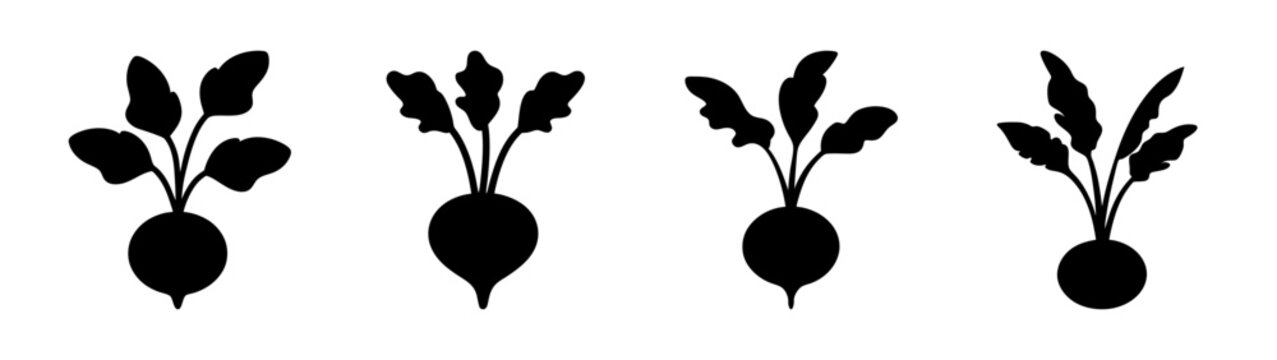 Four silhouetted beets