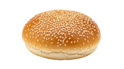 Sesame seed burger bun isolated on transparent background