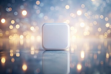 Glossy White Rounded Square 3D Button Digital Interface Element