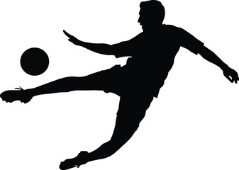 Professional Football Striker Action Silhouette