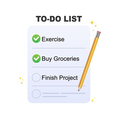 To-do list. Task planner with pencil vector
