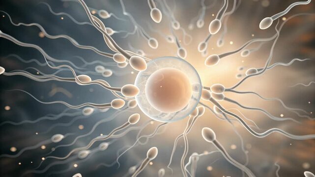 Embryo and Sperm concept ,Sperm ovum fertilization reproduction biology microscopic science medical conception cell dynamic movement health human
