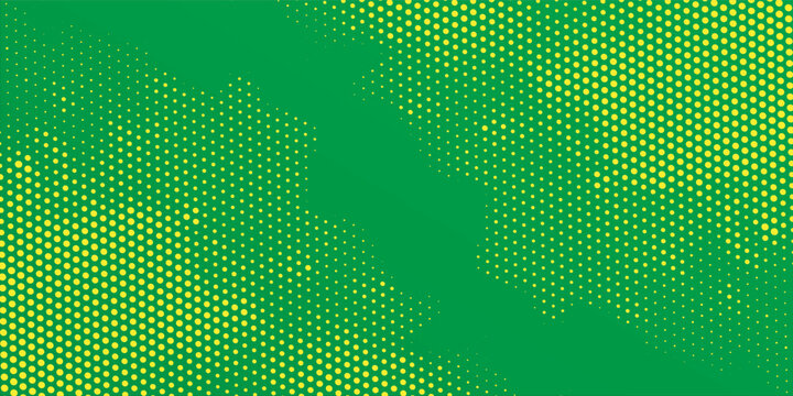 Bright pop art background in green and yellow colors dot haltone retro style, vector illustation
