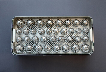 close up of lots of parts for transplantation of the joints of the leg