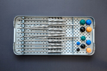 close up of lots of parts for transplantation of the joints of the leg
