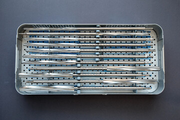 close up of lots of parts for transplantation of the joints of the leg