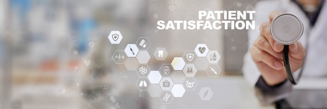 Patient Satisfaction and Healthcare Monitoring Illustrated on a Virtual Screen. - Powered by Adobe