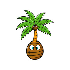 cartoon illustration of a palm tree with a white background eps